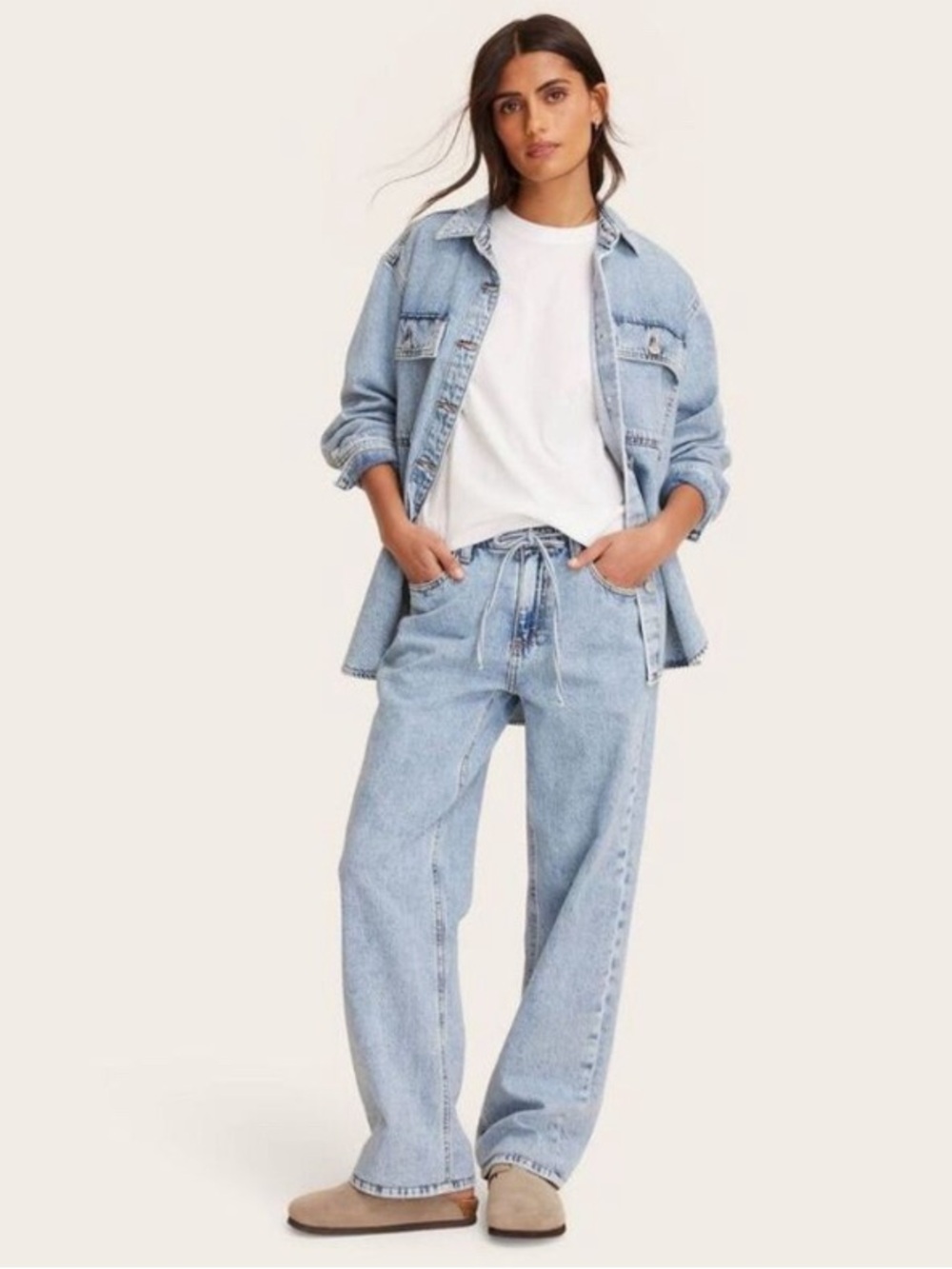 Straight Leg Light Blue Denim Jeans for Women